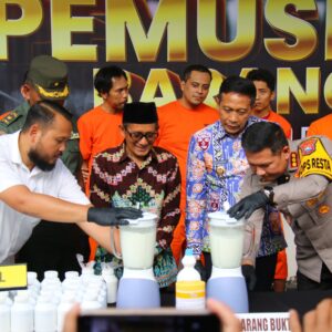 Polresta Malang Kota Bersama Forkopimda Musnahkan Barang Bukti Barbagai Jenis Narkoba