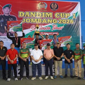 Kodim 0814/Jombang Tutup Turnamen Tenis Lapangan Piala Dandim Cup I Tahun 2026 Se Jawa Timur