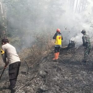 *Polres Ngawi dan Tim Gabungan Jinakan Api di Gunung Botak, Medan Berat Jadi Tantangan*