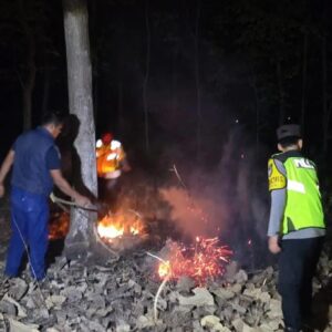 *Respons Cepat, Polsek Widodaren dan Tim Gabungan Padamkan Titik Api Karhutla di Ngawi*