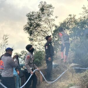 *Personel BKO Polda Jatim Gerak Cepat Padamkan Titik Api, Cegah Karhutla TNBTS Meluas*